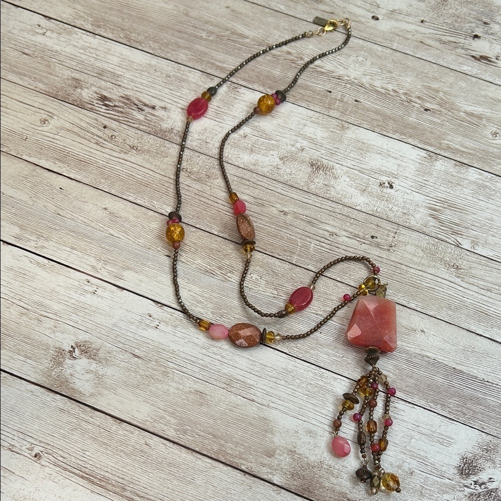 Peyote Bird Copper and 925 Silver Multi-Color Glass & Stone Beaded Necklace